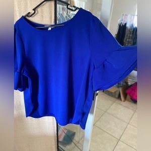 Cobalt blue bell sleeve blouse, 2X